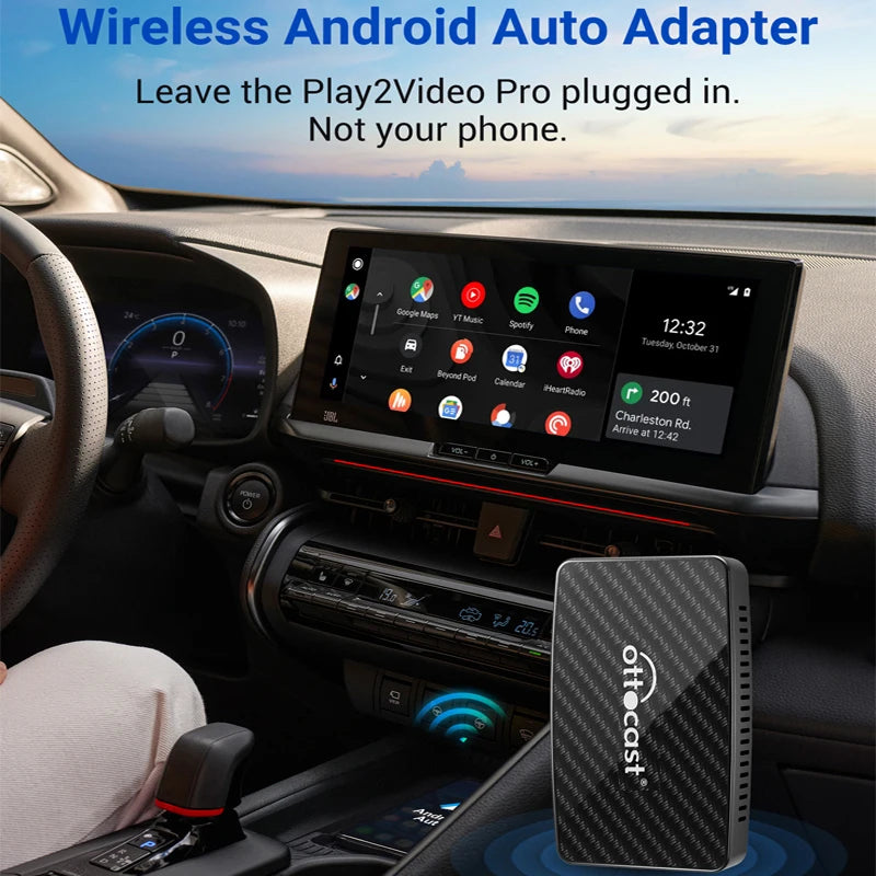 OTTOCAST Play2 Video Pro Android Ai Box Pro Built in YouTube Netflix Tiktok IPTV Wired to Wireless CarPlay Car Accessories