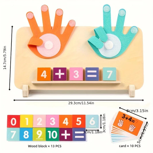 Children Learning Wooden arithmetic learning board for children over 3 years old - educational toy with number blocks and math operation cards, in