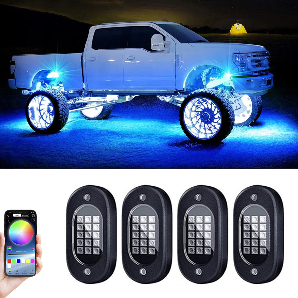 Underglow LED Car Lights Underbody Lamp Car RGB Ground Lighting App Control 12V Trail Rig Light Vehicle SUV Trucks Rock Lights