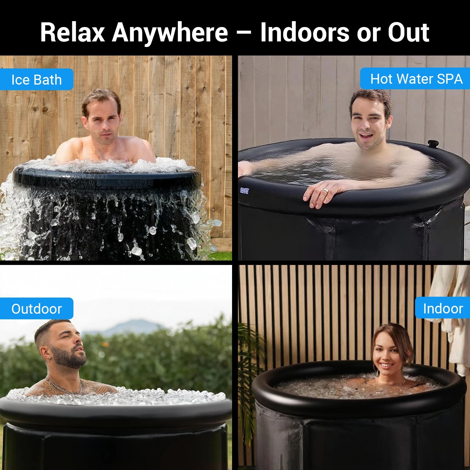 ArcticPulse 110-Gallon Portable Ice Bath Tub – Cold Plunge for Athletes & Home Recovery, Large Capacity & Quick Setup