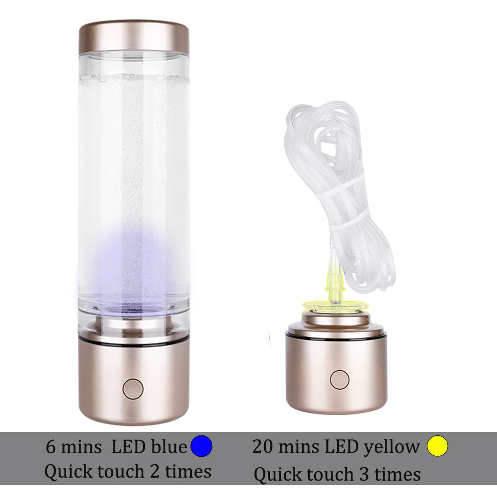 Portable 5000PPB Nano High Rich Hydrogen Water Generator Bottle ORP Alkaline Electrolysis Ionizer Anti-Aging Can Breathe Pure H2