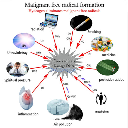 Portable 5000PPB Nano High Rich Hydrogen Water Generator Bottle ORP Alkaline Electrolysis Ionizer Anti-Aging Can Breathe Pure H2