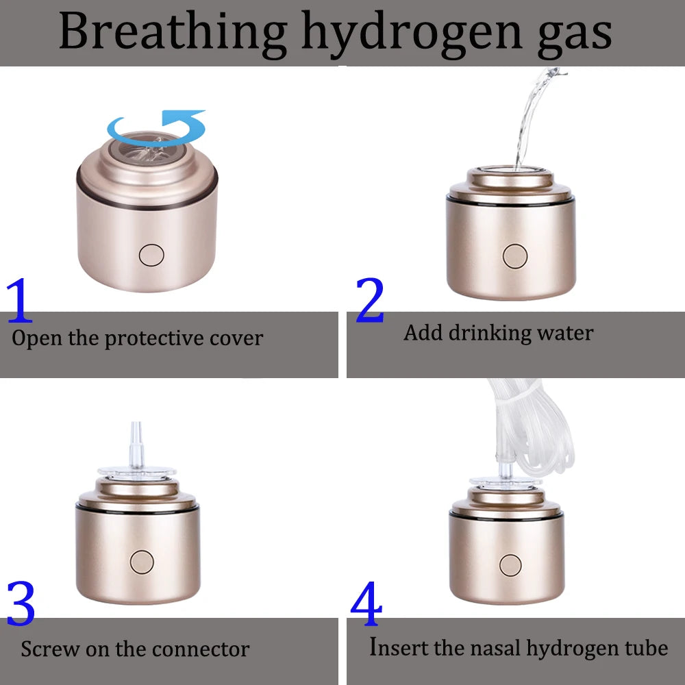Portable 5000PPB Nano High Rich Hydrogen Water Generator Bottle ORP Alkaline Electrolysis Ionizer Anti-Aging Can Breathe Pure H2