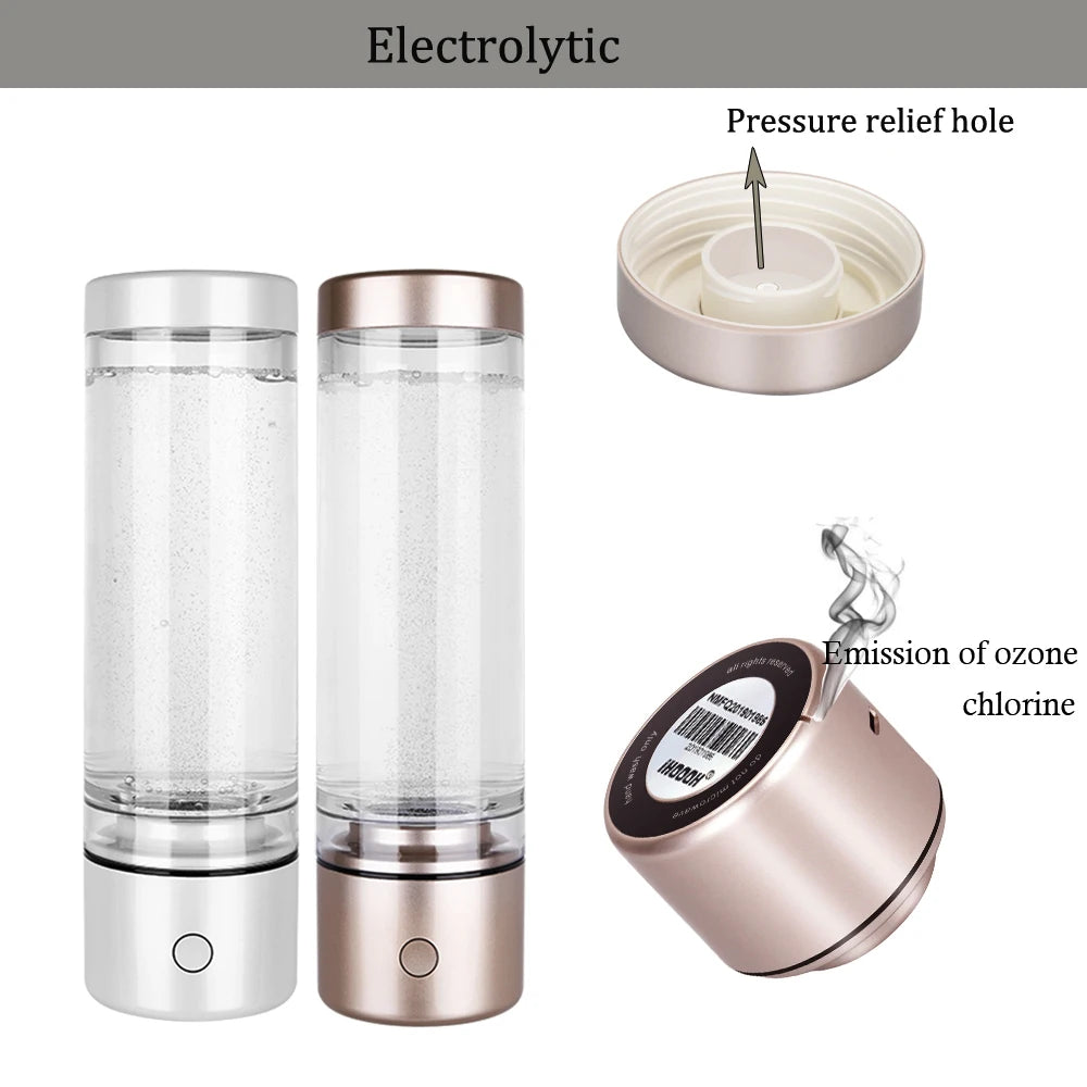 Portable 5000PPB Nano High Rich Hydrogen Water Generator Bottle ORP Alkaline Electrolysis Ionizer Anti-Aging Can Breathe Pure H2