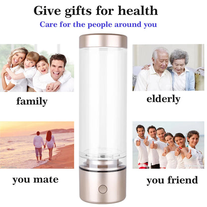 Portable 5000PPB Nano High Rich Hydrogen Water Generator Bottle ORP Alkaline Electrolysis Ionizer Anti-Aging Can Breathe Pure H2