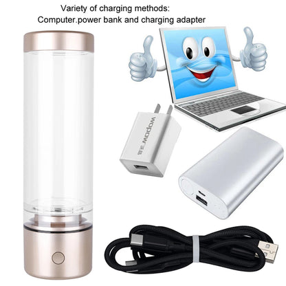 Portable 5000PPB Nano High Rich Hydrogen Water Generator Bottle ORP Alkaline Electrolysis Ionizer Anti-Aging Can Breathe Pure H2