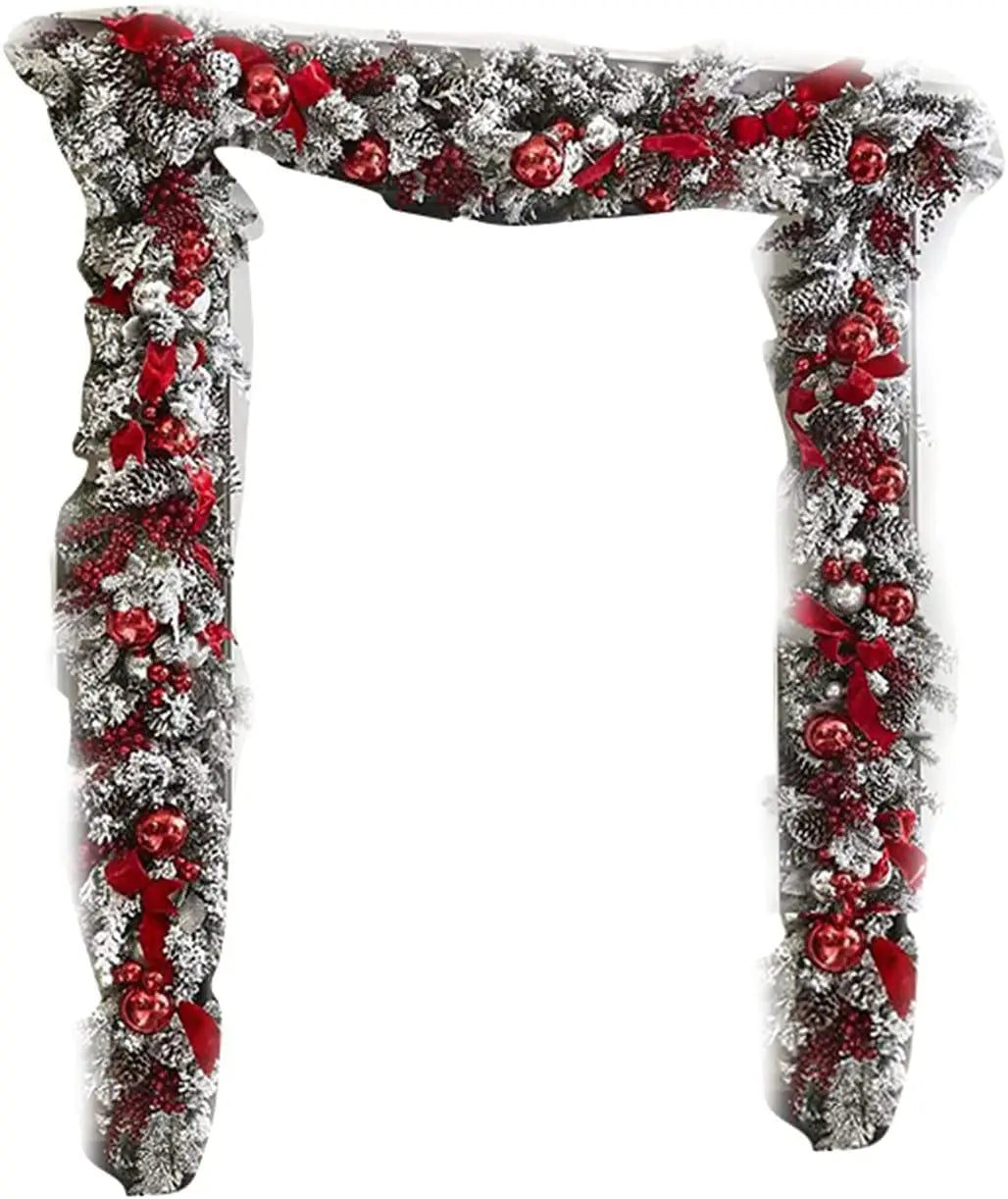 Flocked PVC Christmas Decoration Flower Wreath Vine Hanging Garland Artificial Crafts Tree Door Home Art Navidad Holiday Decor