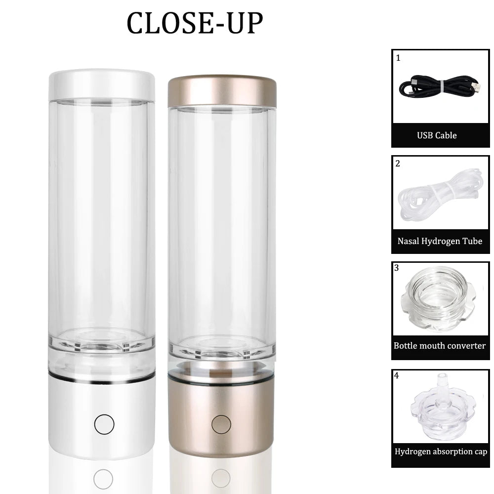 Portable 5000PPB Nano High Rich Hydrogen Water Generator Bottle ORP Alkaline Electrolysis Ionizer Anti-Aging Can Breathe Pure H2