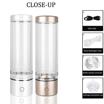 Portable 5000PPB Nano High Rich Hydrogen Water Generator Bottle ORP Alkaline Electrolysis Ionizer Anti-Aging Can Breathe Pure H2