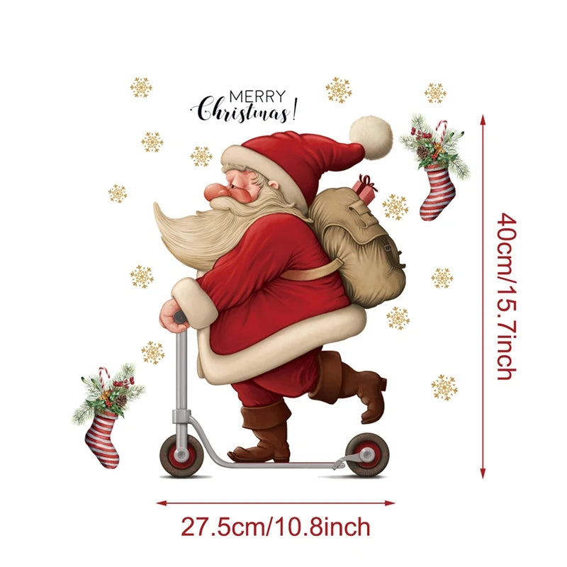 Christmas Window Stickers Merry Christmas Decorations for Home 2025 Christmas Wall Sticker Kids Room New Year Decoration 2026