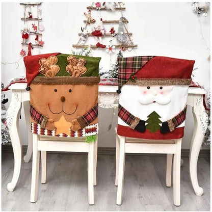 Christmas Decorative Chair Set, Festive Stool Set & Chair Covers, Holiday Home Furnishings, Perfect for Parties & Celebrations