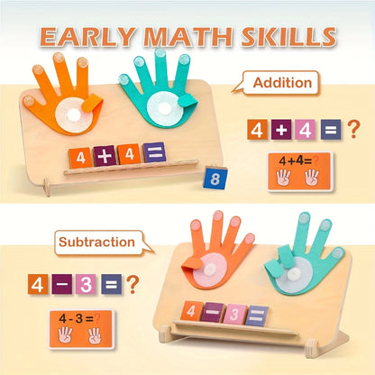 Children Learning Wooden arithmetic learning board for children over 3 years old - educational toy with number blocks and math operation cards, in