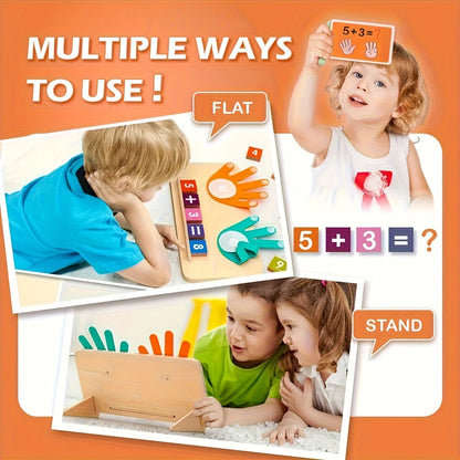 Children Learning Wooden arithmetic learning board for children over 3 years old - educational toy with number blocks and math operation cards, in
