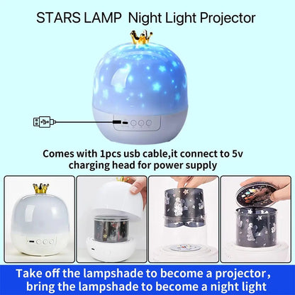 Crown Galaxy Projector 21 In 1 Light Lamp Night For Kids Usb Powered Led Decoration Toddler Projection Atmosphere Happy Birthday
