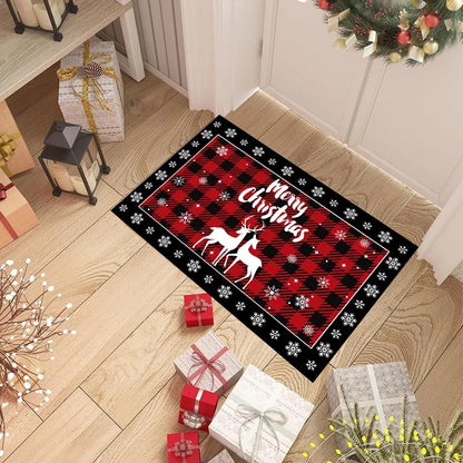 Plaid Christmas Tree Floor Mat Home Kitchen Absorbent Non-slip Mat Merry Christmas Decoration For Home 2025 Happy New Year 2026