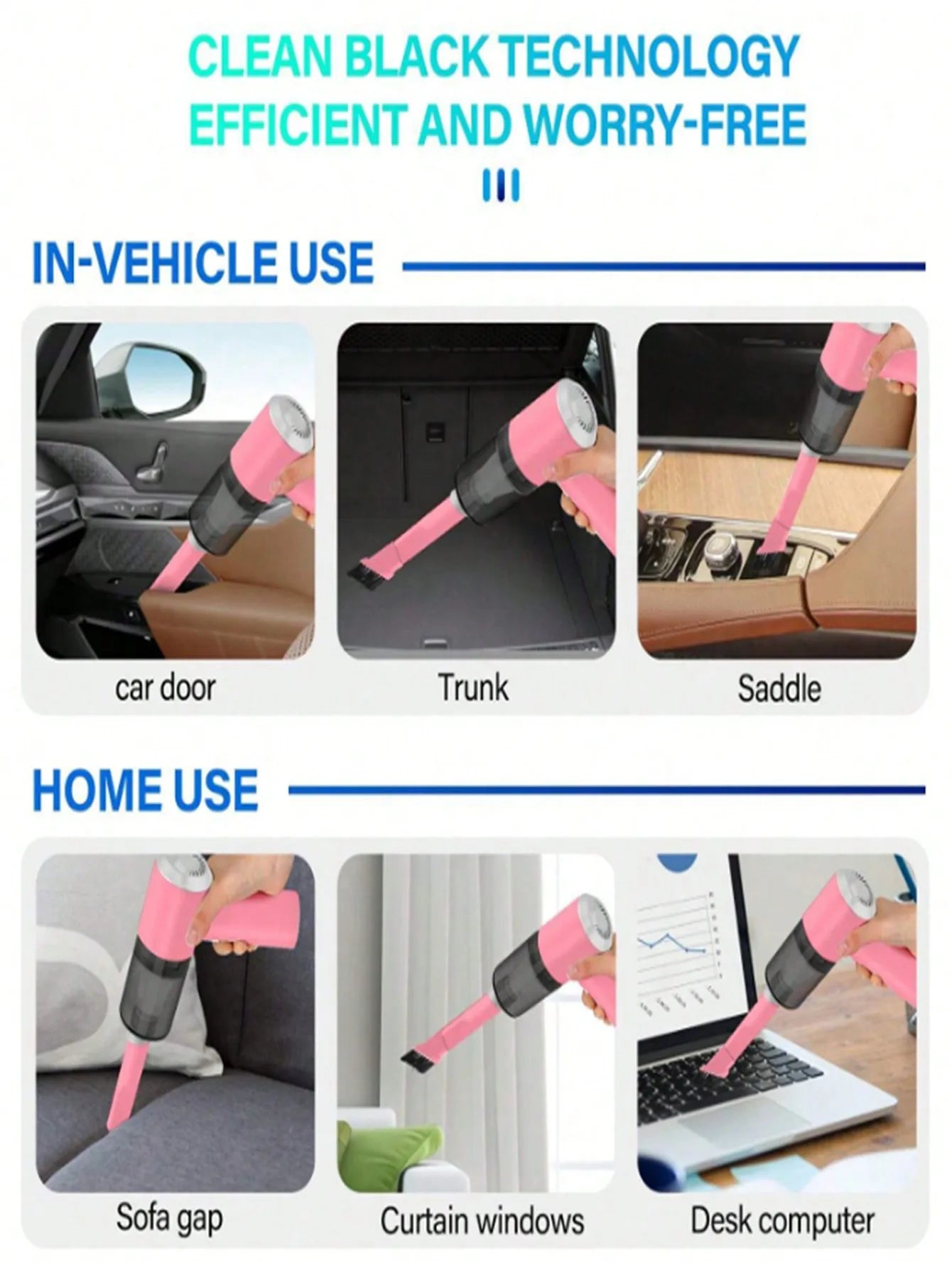 3 In 1 Integrated Multi-purpose Suction & Blowing Vacuum Combination Vacuum Cleaner USB Charging Small Car Household Vacuum Cleaner