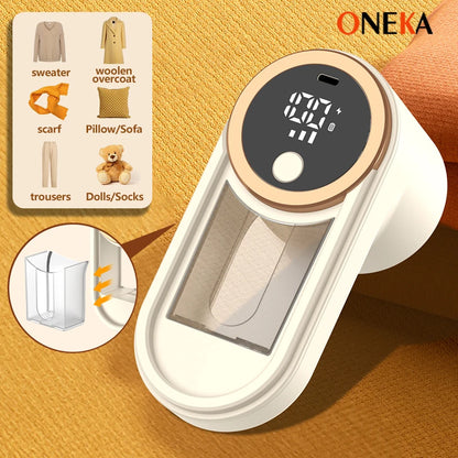 ONEKA Rechargeable Fabric Shaver Lint Remover Sweater Defuzzer Lints Fuzzs Pills Pilling Trimmer for Clothes  Furniture