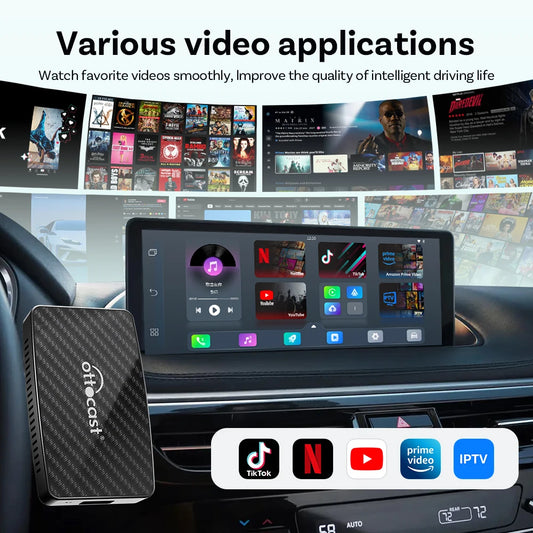 OTTOCAST Play2 Video Pro Carplay Ai Box Wireless Android Auto Adapter Built in Youtube Netflix TV BOX For VW Benz 99% of Cars
