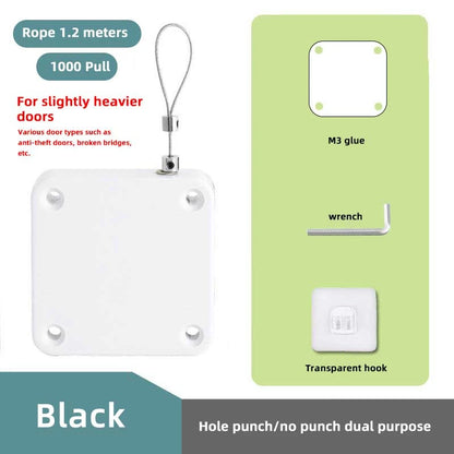 Automatic Door Closer with Pull String – Punch-Free Self-Closing Device, Adjustable Tension, No-Drill