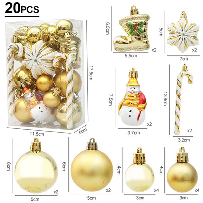 Christmas Decoration 29/20Pcs Christmas Tree Balls Hanging Pendant Candy Cane Pine Cone Ornament Set Christmas Home Decoration 2024 Navidad New Year