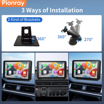Pionray Universal 7"/10.26" Wireless CarPlay & Android Auto Portable Touchscreen Car Radio Multimedia Player