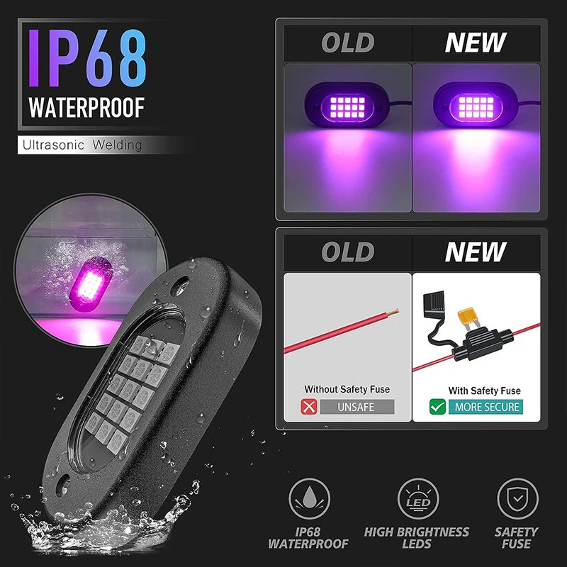 Underglow LED Car Lights Underbody Lamp Car RGB Ground Lighting App Control 12V Trail Rig Light Vehicle SUV Trucks Rock Lights