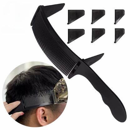 Barber Flat Top Haircut Comb Curved Hair Clipping Cutting Arced Comb Professional Hair Cutting Curved Positioning Comb