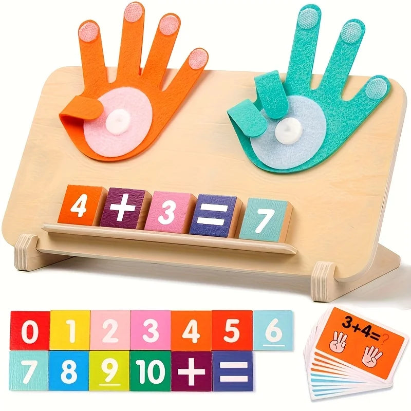 Children Learning Wooden arithmetic learning board for children over 3 years old - educational toy with number blocks and math operation cards, in