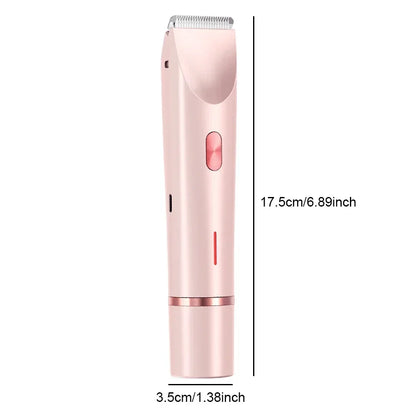 Women Electric Razors 2 in 1 Dual-Head Painless Bikini Trimmer Wet Dry Use for Ladies Pubic Hair Detachable Head Electric Shaver