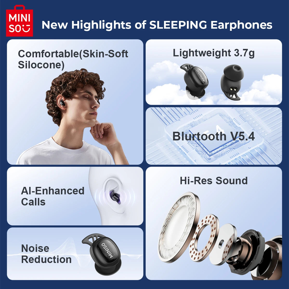 MINISO X16 Bluetooth Earphone 5.4 Wireless Headphones Long Battery Life Sports Waterproof Headsets Extra Bass With Microphones