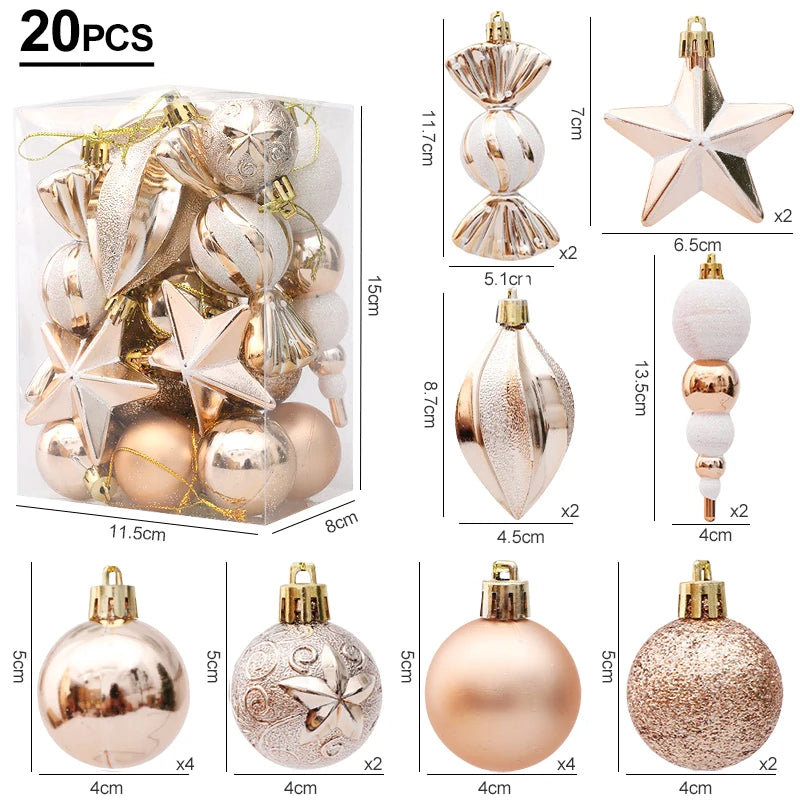 Christmas Decoration 29/20Pcs Christmas Tree Balls Hanging Pendant Candy Cane Pine Cone Ornament Set Christmas Home Decoration 2024 Navidad New Year
