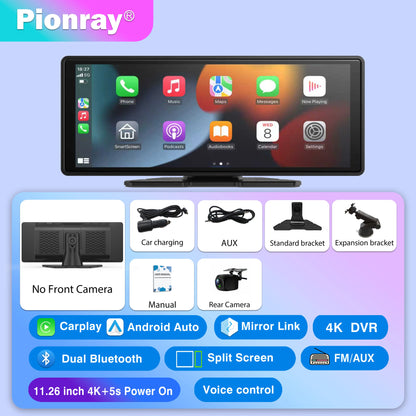 Pionray Universal 7"/10.26" Wireless CarPlay & Android Auto Portable Touchscreen Car Radio Multimedia Player