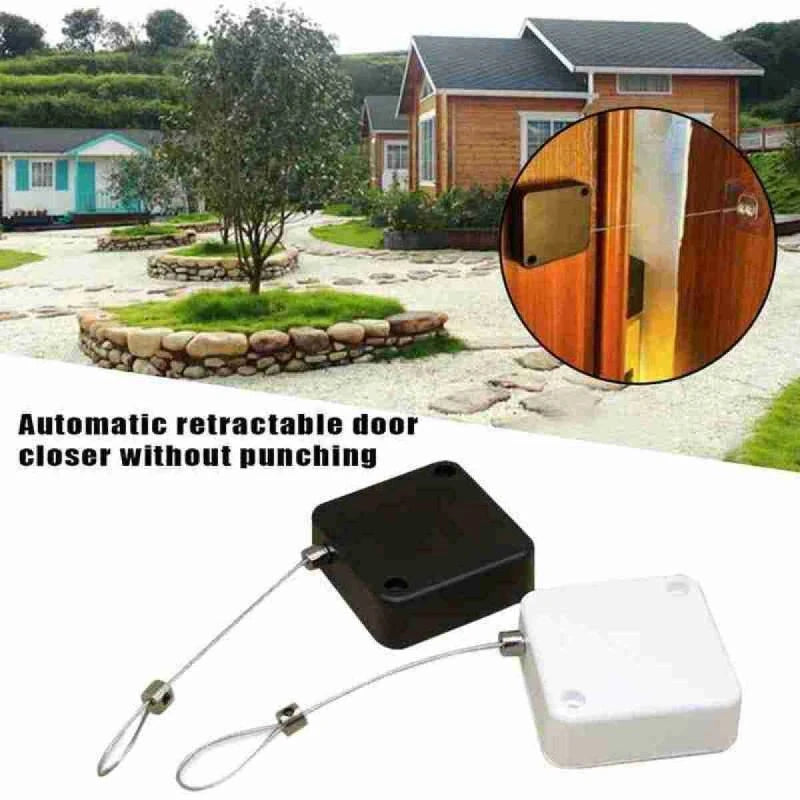 Automatic Door Closer with Pull String – Punch-Free Self-Closing Device, Adjustable Tension, No-Drill