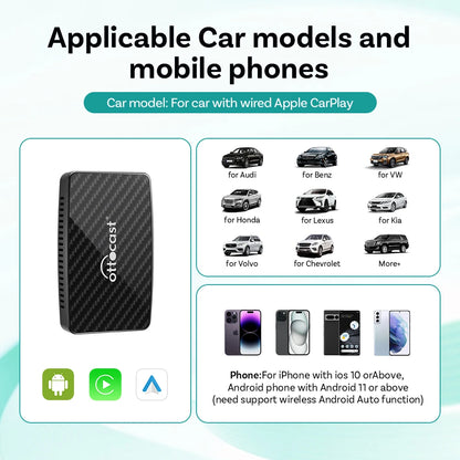 OTTOCAST Play2 Video Pro Carplay Ai Box Wireless Android Auto Adapter Built in Youtube Netflix TV BOX For VW Benz 99% of Cars