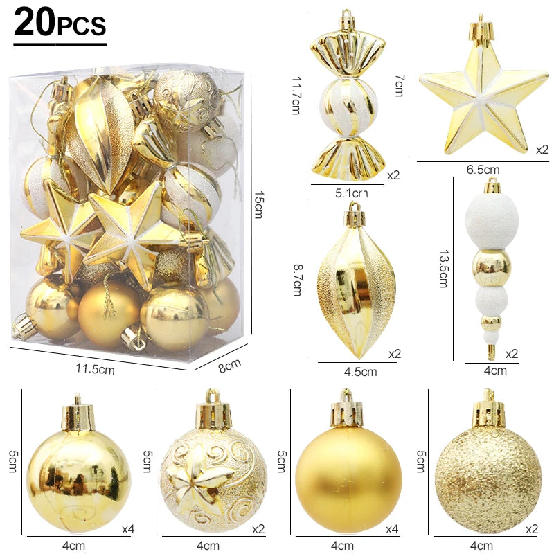 Christmas Decoration 29/20Pcs Christmas Tree Balls Hanging Pendant Candy Cane Pine Cone Ornament Set Christmas Home Decoration 2024 Navidad New Year