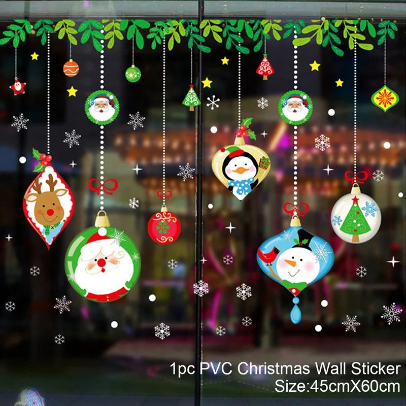 Christmas Window Stickers Merry Christmas Decorations for Home 2025 Christmas Wall Sticker Kids Room New Year Decoration 2026