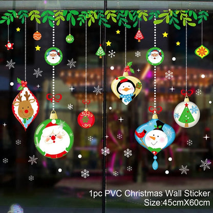 Christmas Window Stickers Merry Christmas Decorations for Home 2025 Christmas Wall Sticker Kids Room New Year Decoration 2026