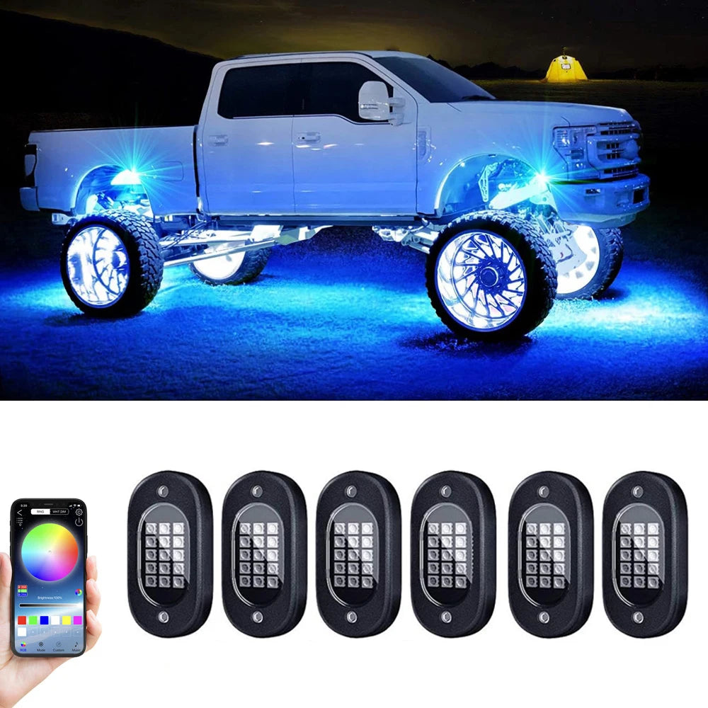 Underglow LED Car Lights Underbody Lamp Car RGB Ground Lighting App Control 12V Trail Rig Light Vehicle SUV Trucks Rock Lights