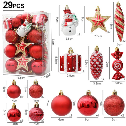 Christmas Decoration 29/20Pcs Christmas Tree Balls Hanging Pendant Candy Cane Pine Cone Ornament Set Christmas Home Decoration 2024 Navidad New Year