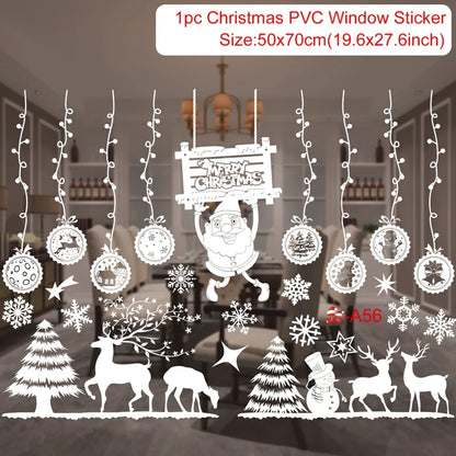 Christmas Window Stickers Merry Christmas Decorations for Home 2025 Christmas Wall Sticker Kids Room New Year Decoration 2026