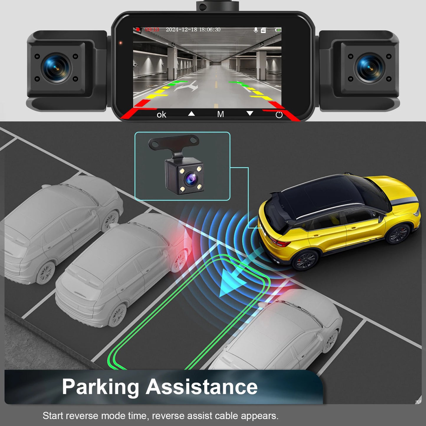 4Lens 360° Dash cam Voice 1080P Video Recorder Car DVR Recording camera Front left right Rear View Auto 4ch dashcam 24H Parking