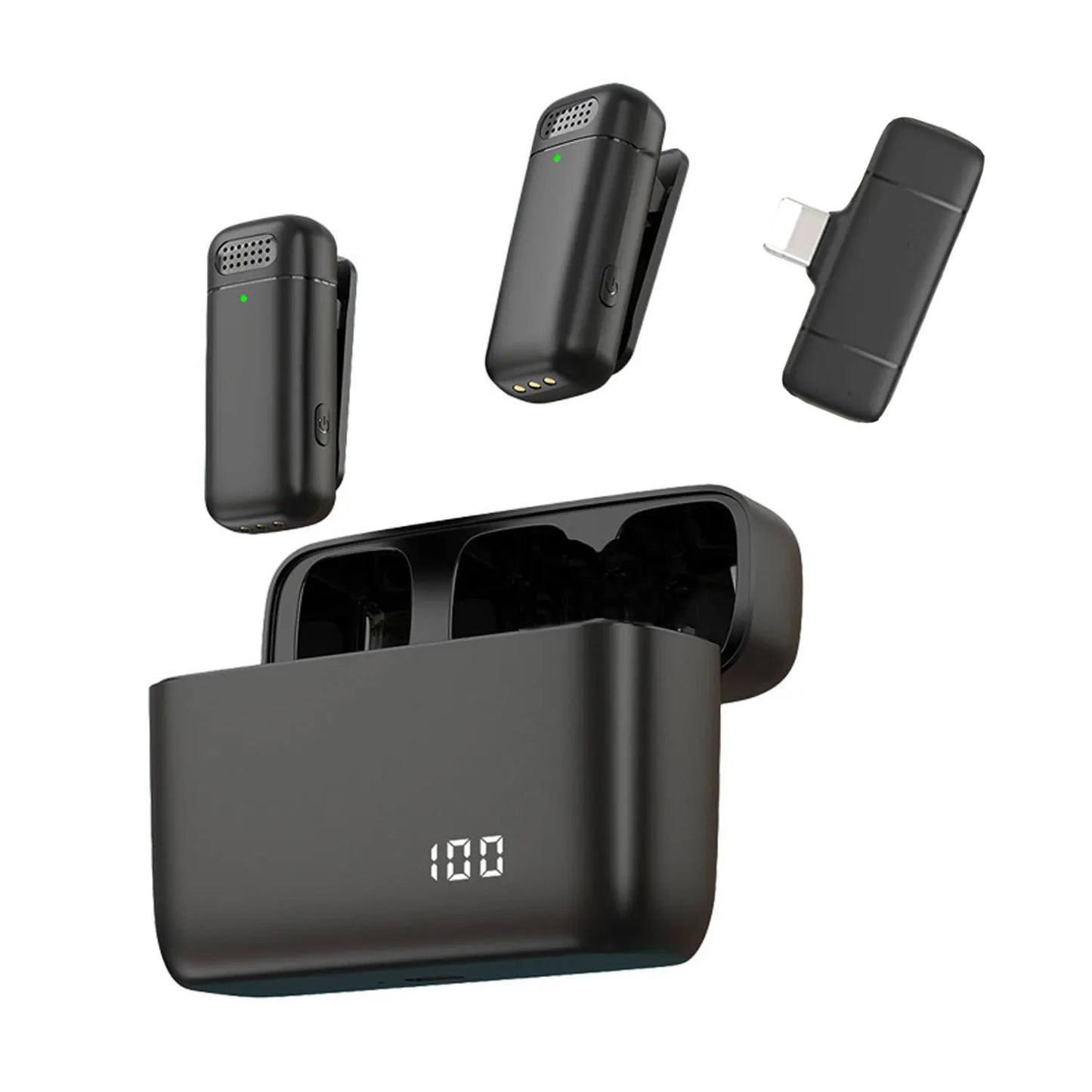 Wireless Lavalier Microphone Charging Case Mic Portable Audio Video Recording for iPhone Android Notebook Live Gaming Mic