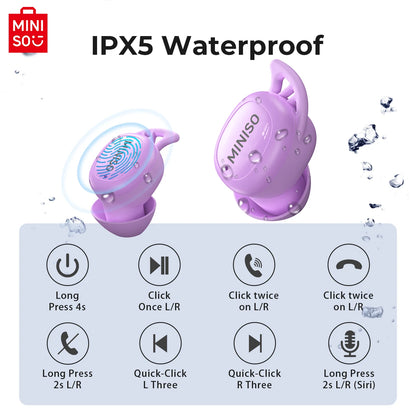 MINISO X16 Bluetooth Earphone 5.4 Wireless Headphones Long Battery Life Sports Waterproof Headsets Extra Bass With Microphones