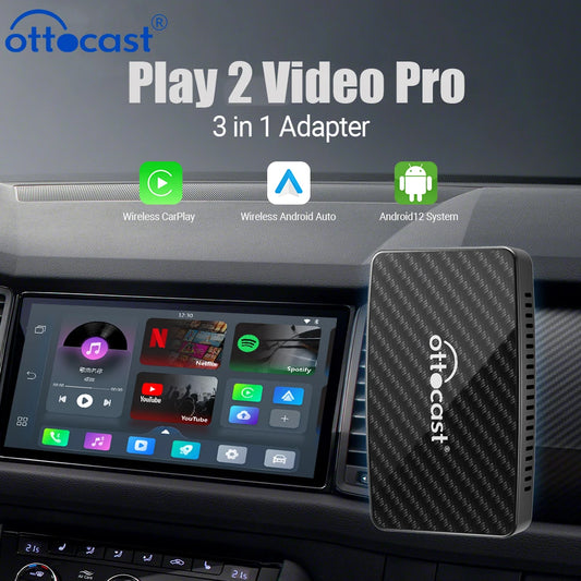 OTTOCAST Play2 Video Pro Carplay Ai Box Wireless Android Auto Adapter Built in Youtube Netflix TV BOX For VW Benz 99% of Cars