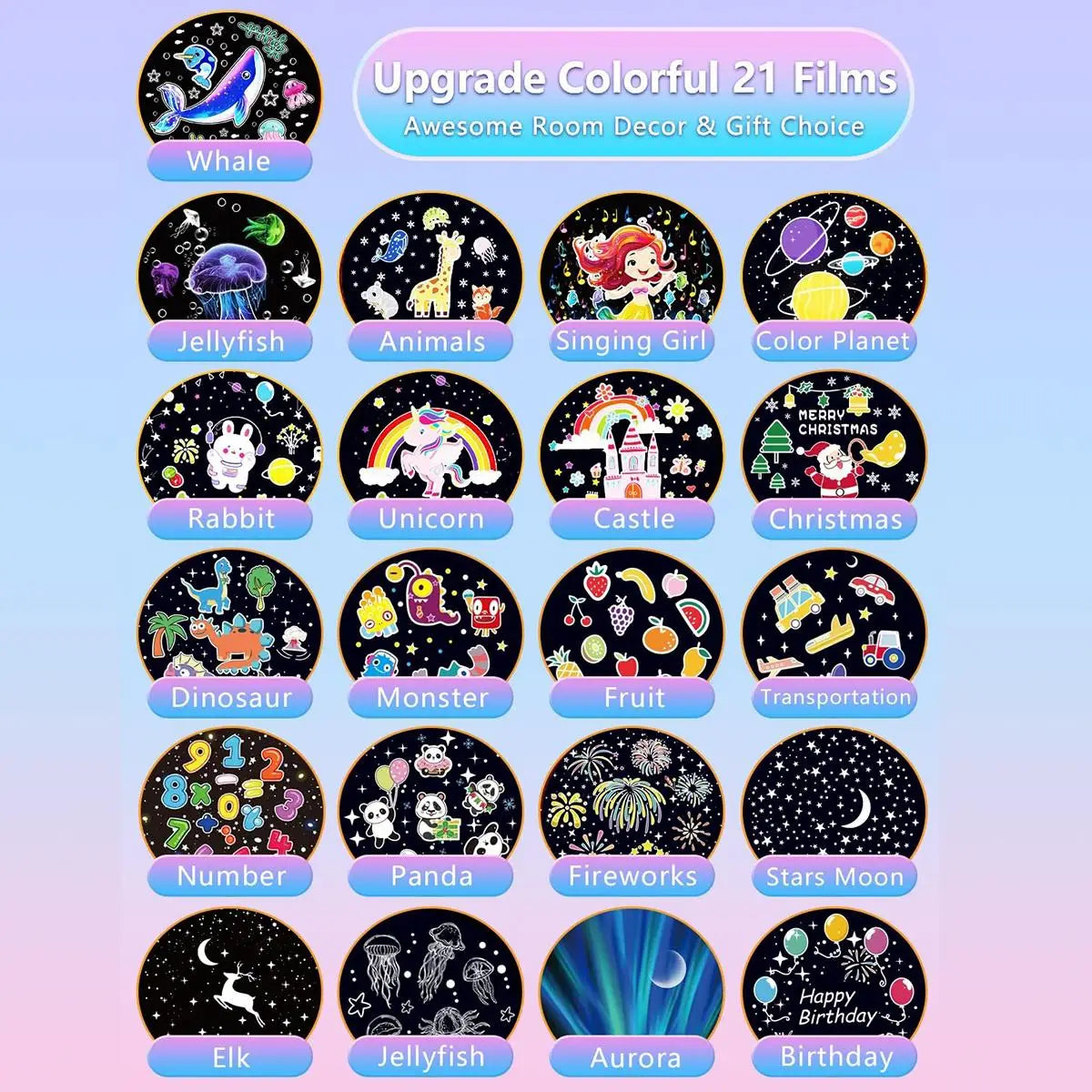 Crown Galaxy Projector 21 In 1 Light Lamp Night For Kids Usb Powered Led Decoration Toddler Projection Atmosphere Happy Birthday