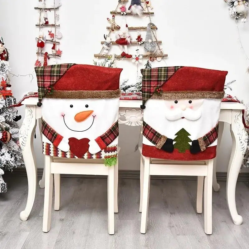 Christmas Decorative Chair Set, Festive Stool Set & Chair Covers, Holiday Home Furnishings, Perfect for Parties & Celebrations