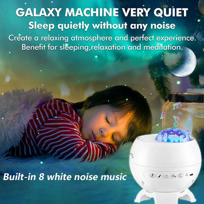 Aurora Galaxy Star Projector Lamp – USB Rechargeable Northern Lights Night Light with Bluetooth Speaker
