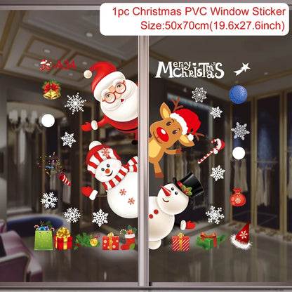 Christmas Window Stickers Merry Christmas Decorations for Home 2025 Christmas Wall Sticker Kids Room New Year Decoration 2026