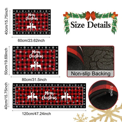 Plaid Christmas Tree Floor Mat Home Kitchen Absorbent Non-slip Mat Merry Christmas Decoration For Home 2025 Happy New Year 2026