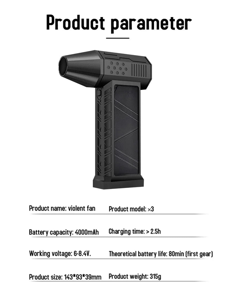 3 Gear Adjustable 130000RPM Wind Speed 52m/s Car Computer Cleaning Blower Tool Mini For Turbo Jet Fan Electric Air Duster